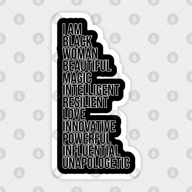 I Am A Powerful Black Woman, African American, Black History Sticker by UrbanLifeApparel